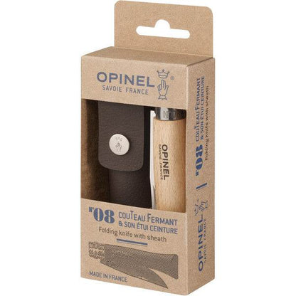 Opinel N°08 Beech Stainless Steel + Sheath / Fällknivset med Slida - NatureLife