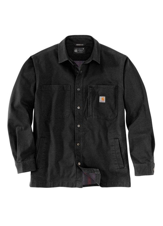 Carhartt Fleece Lined Snap Front Shirt Jacket Black - NatureLife