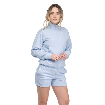 Bergans Midtli Midlayer Cropped Half Zip Women Cool Blue