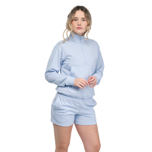 Bergans Midtli Midlayer Cropped Half Zip Women Cool Blue