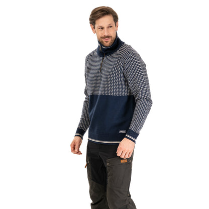 Bergans Alvdal Wool Half Zip Navy Blue/Vanilla White
