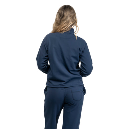 Bergans Midtli Midlayer Cropped Half Zip Women Navy Blue