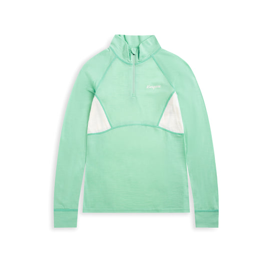 Bergans Inner:Pure Merino Youth Half Zip Mint Crush/Vanilla White