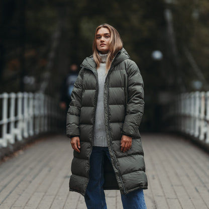 Bergans Urban Down Long Coat Women Green Mud