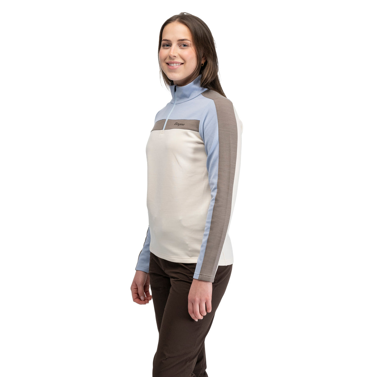 Bergans Uldal Wool Half Zip Women Creme / Light Dusty Blue