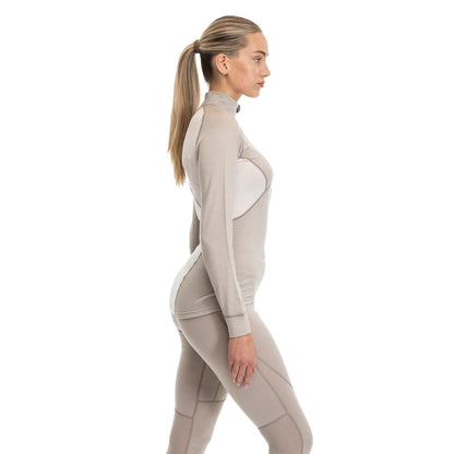 Bergans Inner:Pure Merino Half Zip Women Sandstone / Vanilla White