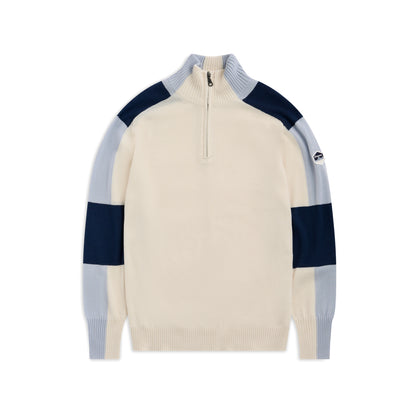 Bergans Lyderhorn Wool Half Zip Men Creme / Navy Blue