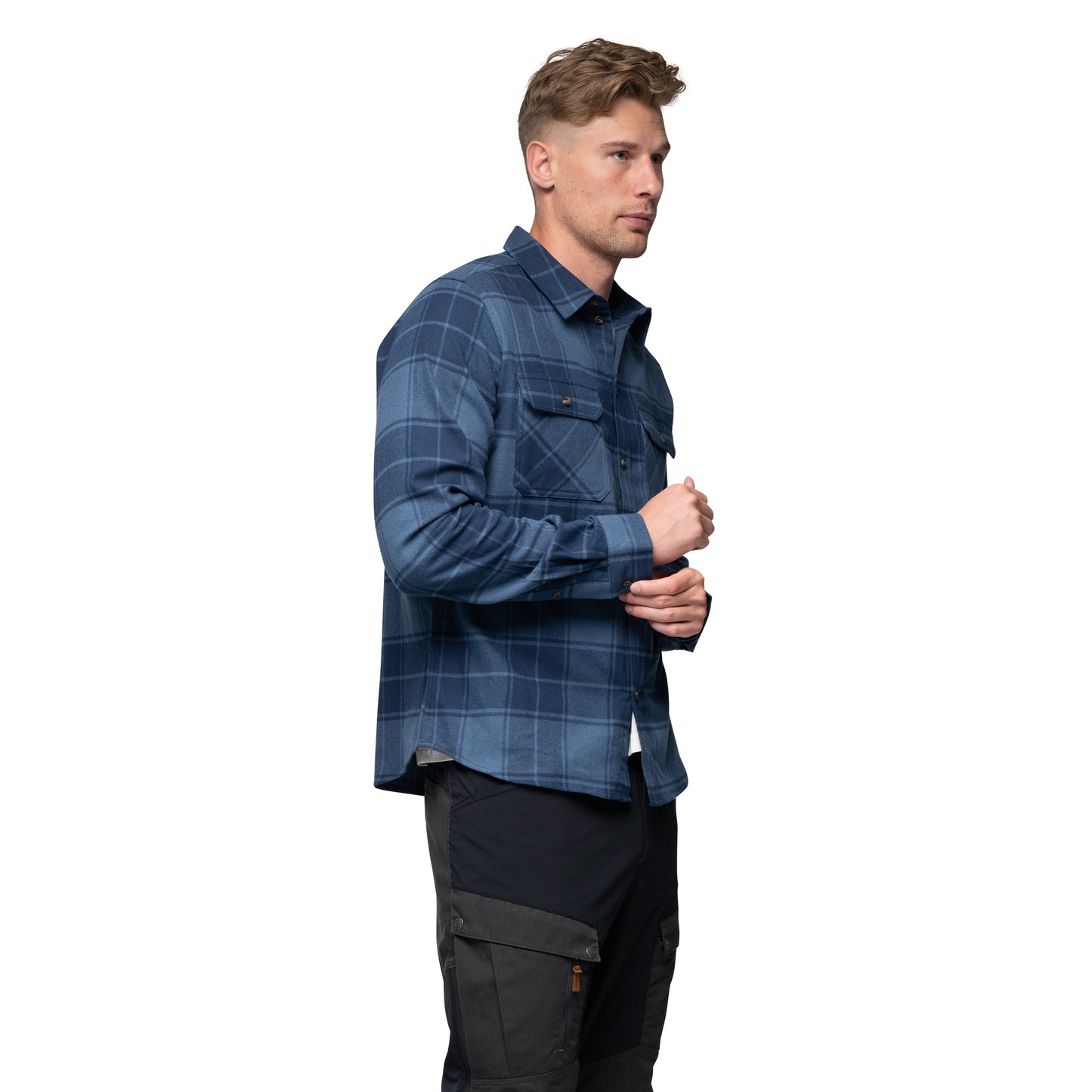 Bergans Nordmarka Flannel Shirt Men Granite Blue/Navy Blue Check