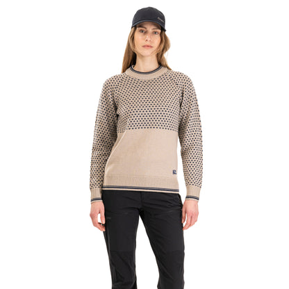 Bergans Alvdal Wool Jumper Women Sandstone / Navy Blue