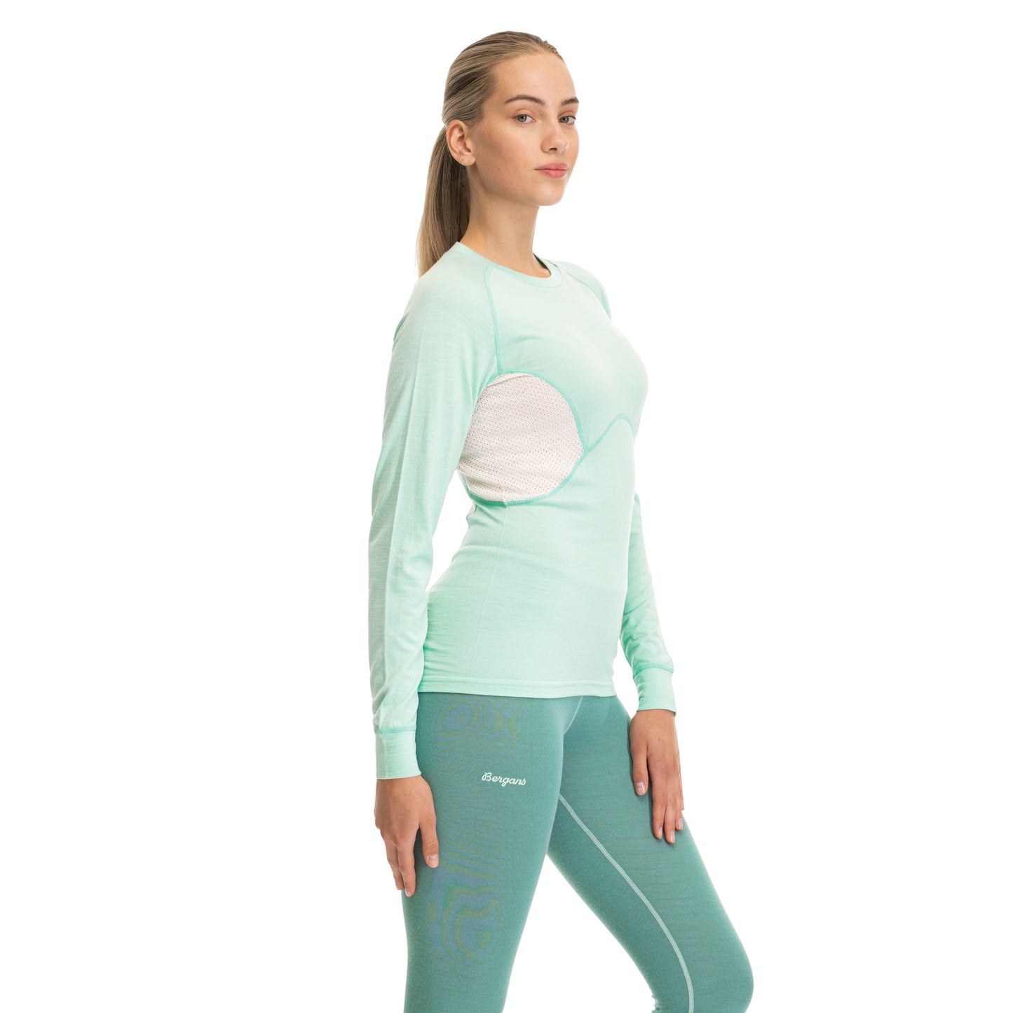 Bergans Inner:Pure Merino Long Sleeve Women Mint Crush / Vanilla White