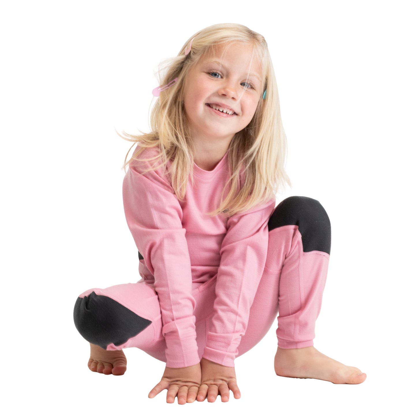 Bergans Inner:Pure Merino Kids Tights Light Ruby/Dark Shadow Grey