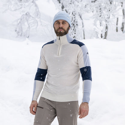 Bergans Lyderhorn Wool Half Zip Men Creme / Navy Blue