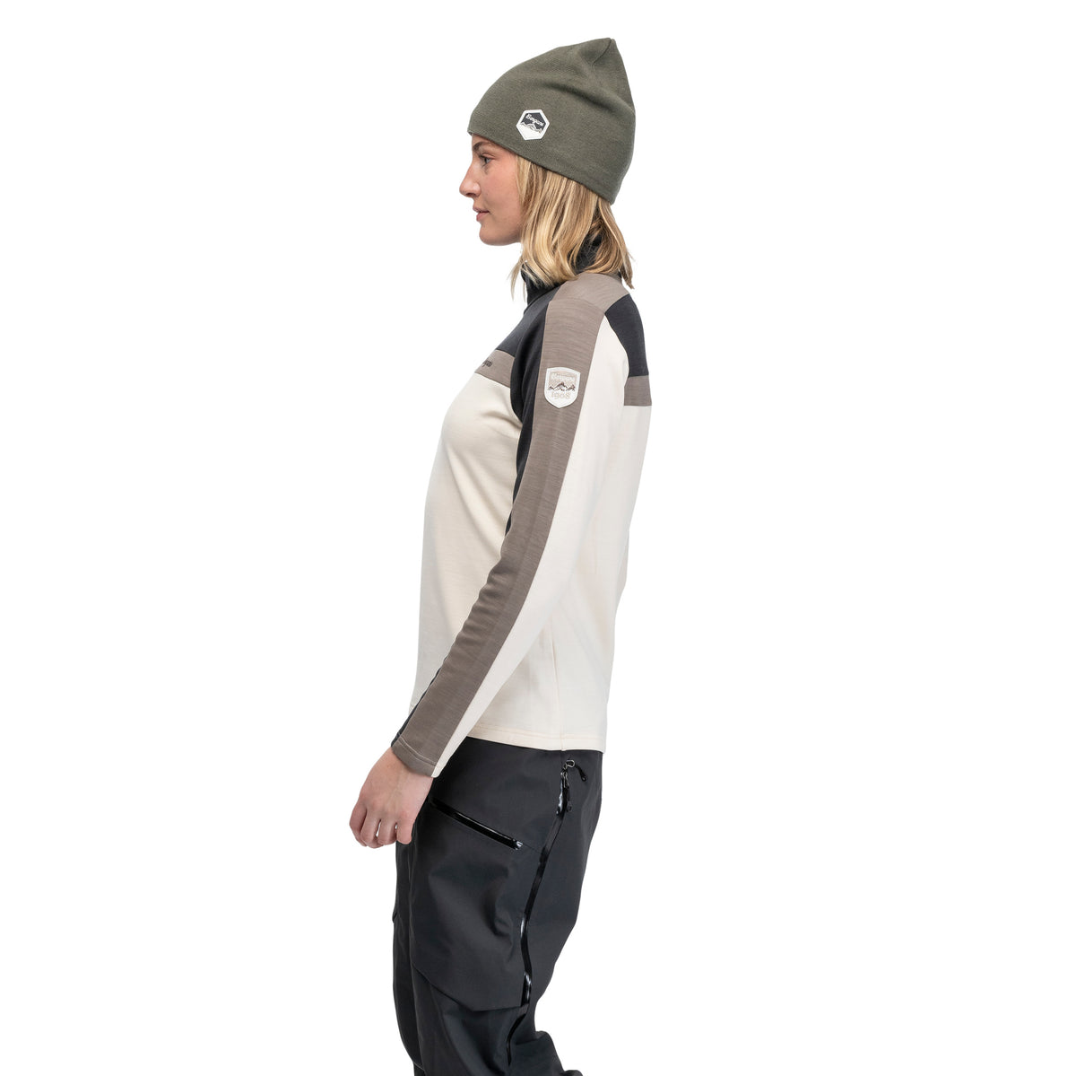 Bergans Uldal Wool Half Zip Women Creme / Dark Shadow Grey