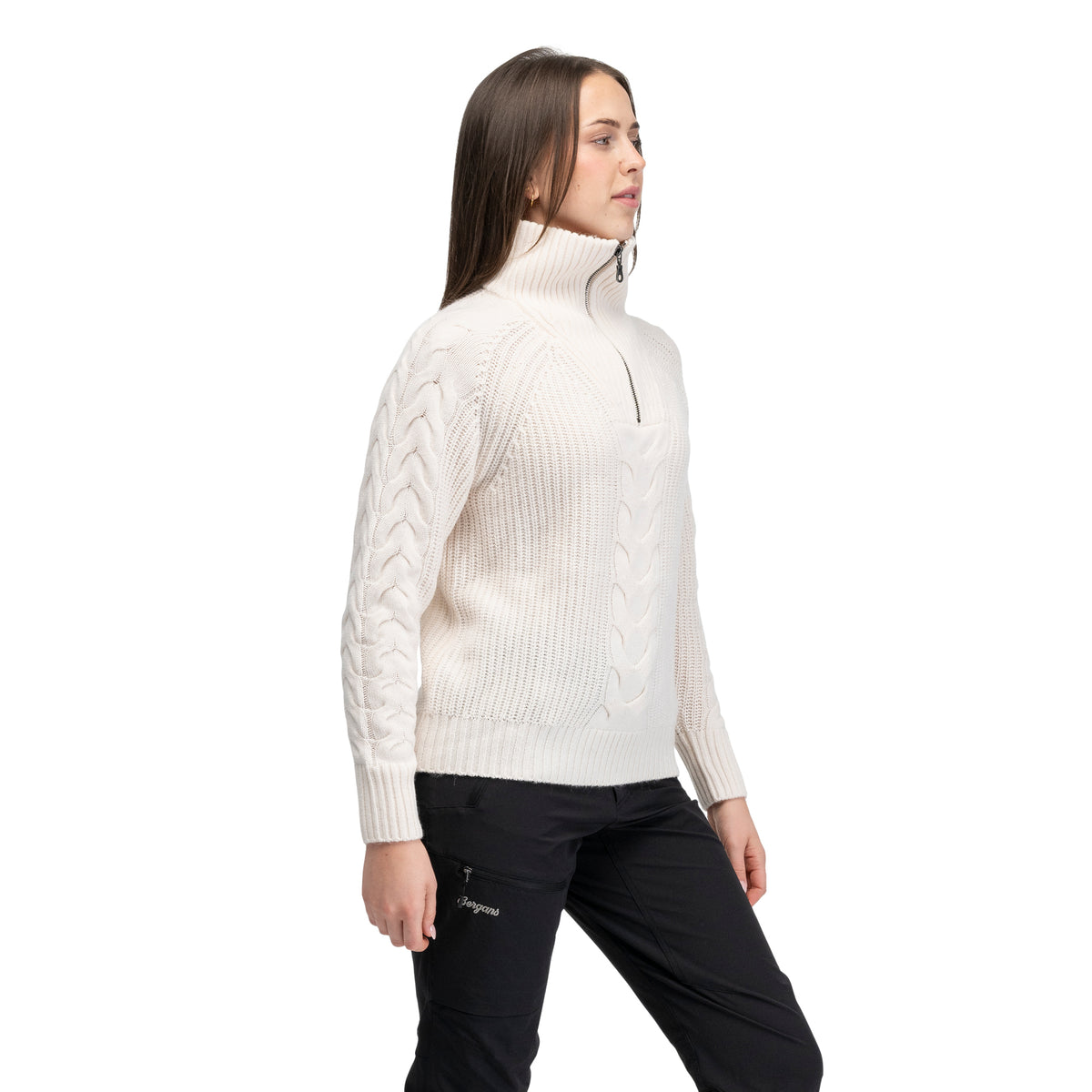 Bergans Milde Knitted Wool Half Zip Women Creme