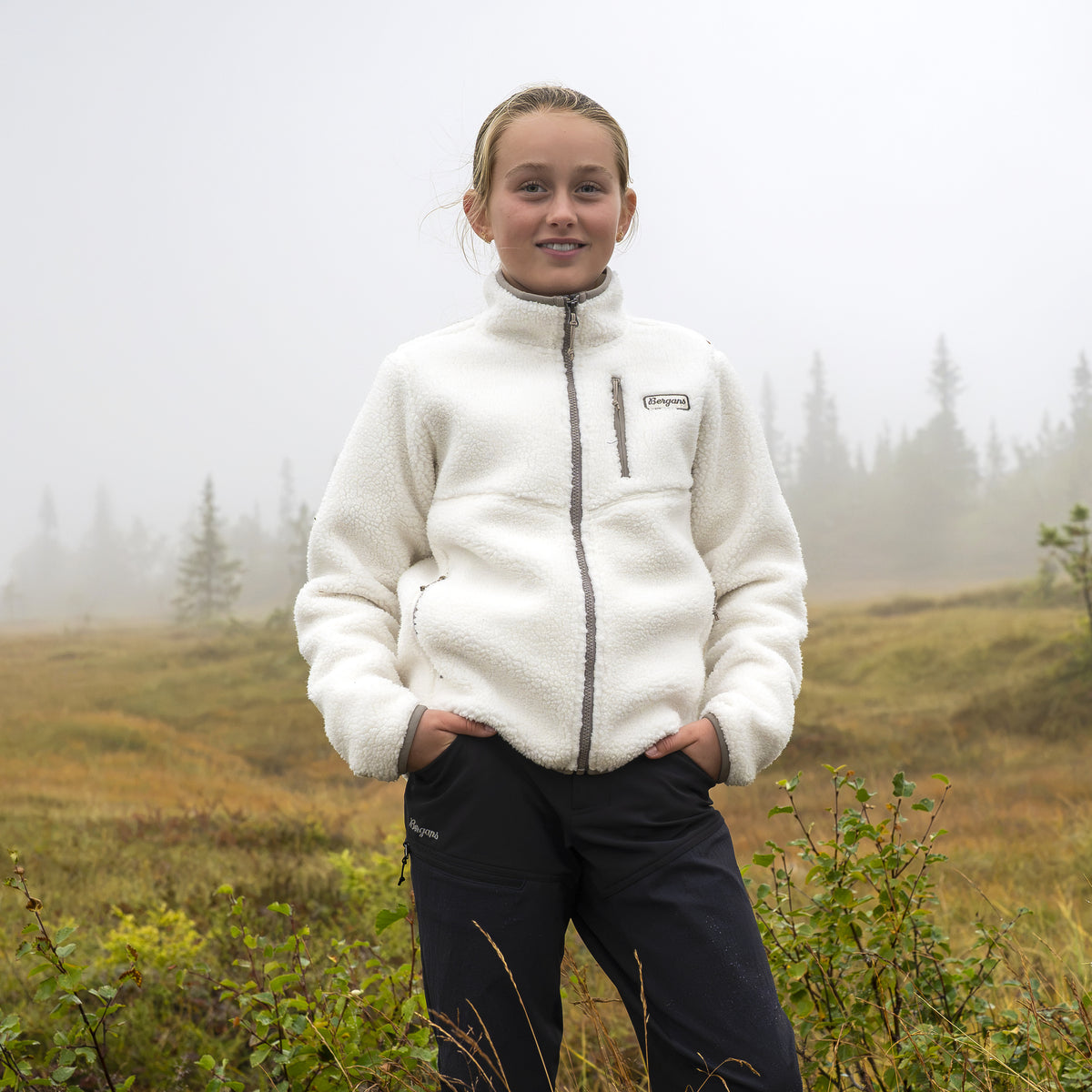 Bergans Lunnan Pile Fleece Jacket Junior Vanilla White