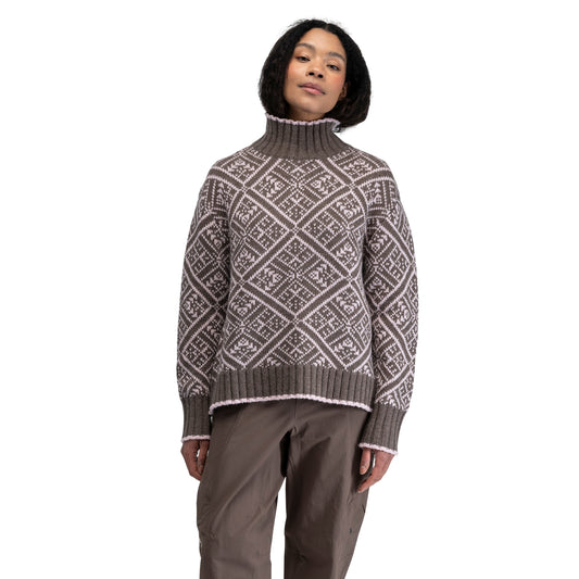 Bergans Vega Knitted Wool Jumper Women Hot Cocoa / Faded Pink