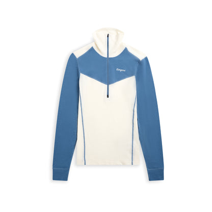 Bergans Inner:Dual Merino Half Zip Women Vanilla White/Elemental Blue