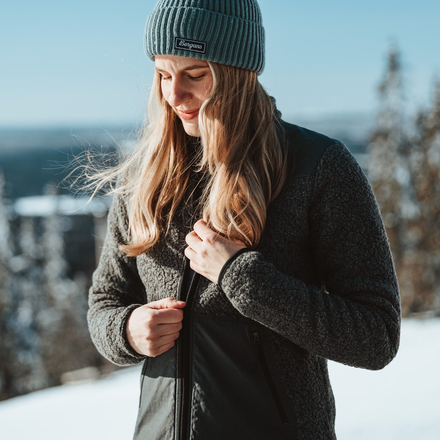 Bergans Nordmarka ReWool Pile Midlayer Jacket Women Solid Dark Grey / Dark Shadow Grey