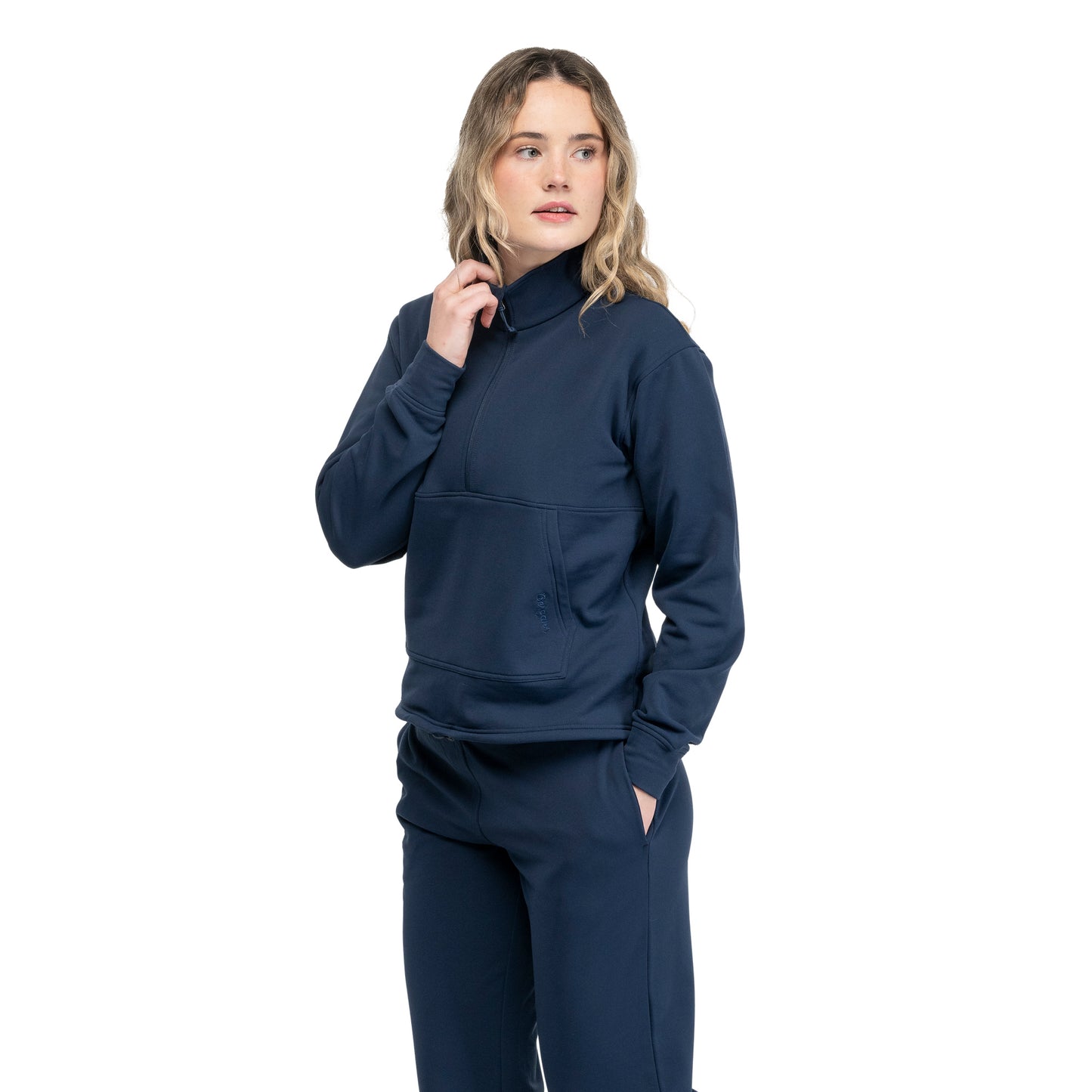 Bergans Midtli Midlayer Cropped Half Zip Women Navy Blue