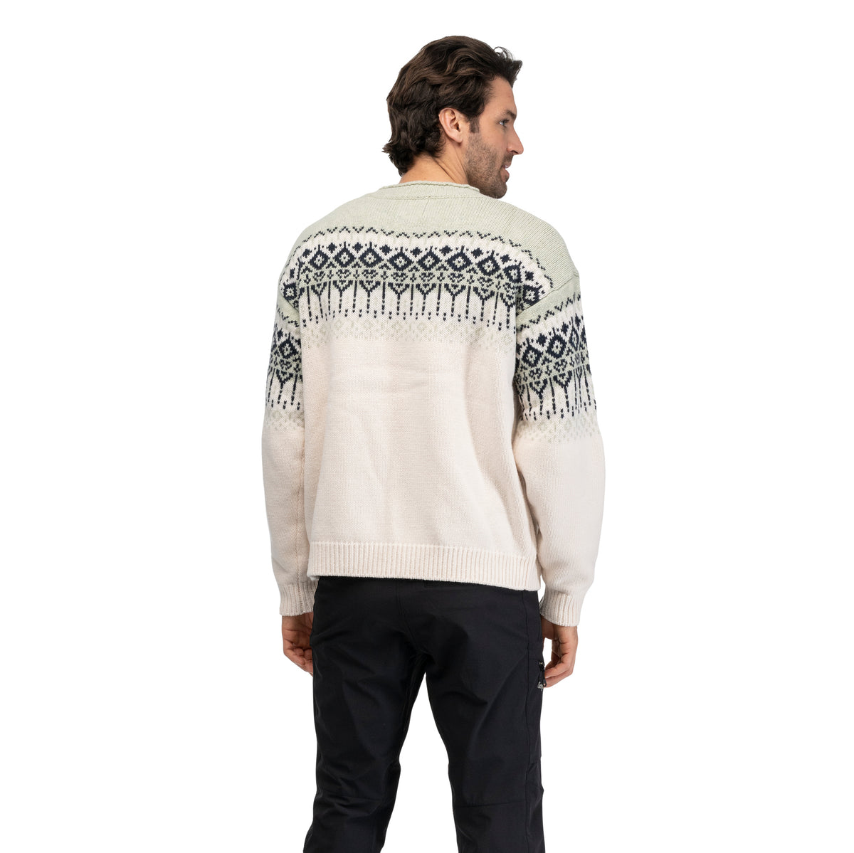 Bergans Steiro Knitted Wool Jumper Creme / Green Mud