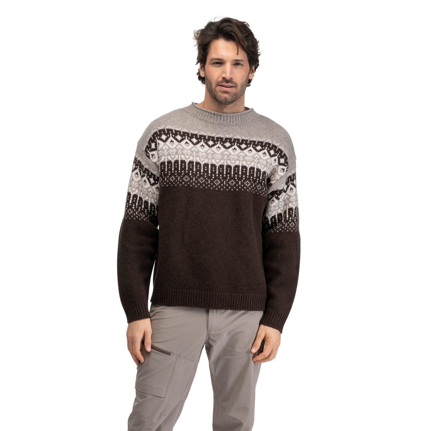Bergans Steiro Knitted Wool Jumper Dark Chocolate / Creme