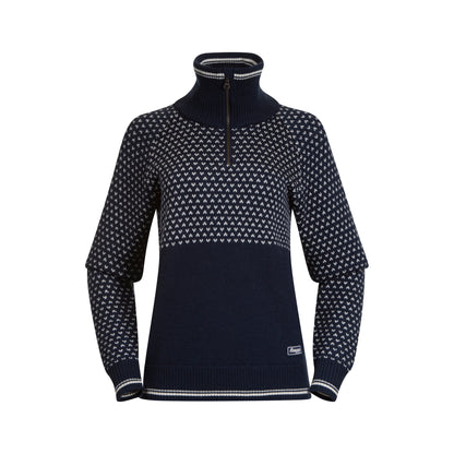 Bergans Alvdal Wool Women Half Zip Navy Blue/Vanilla White