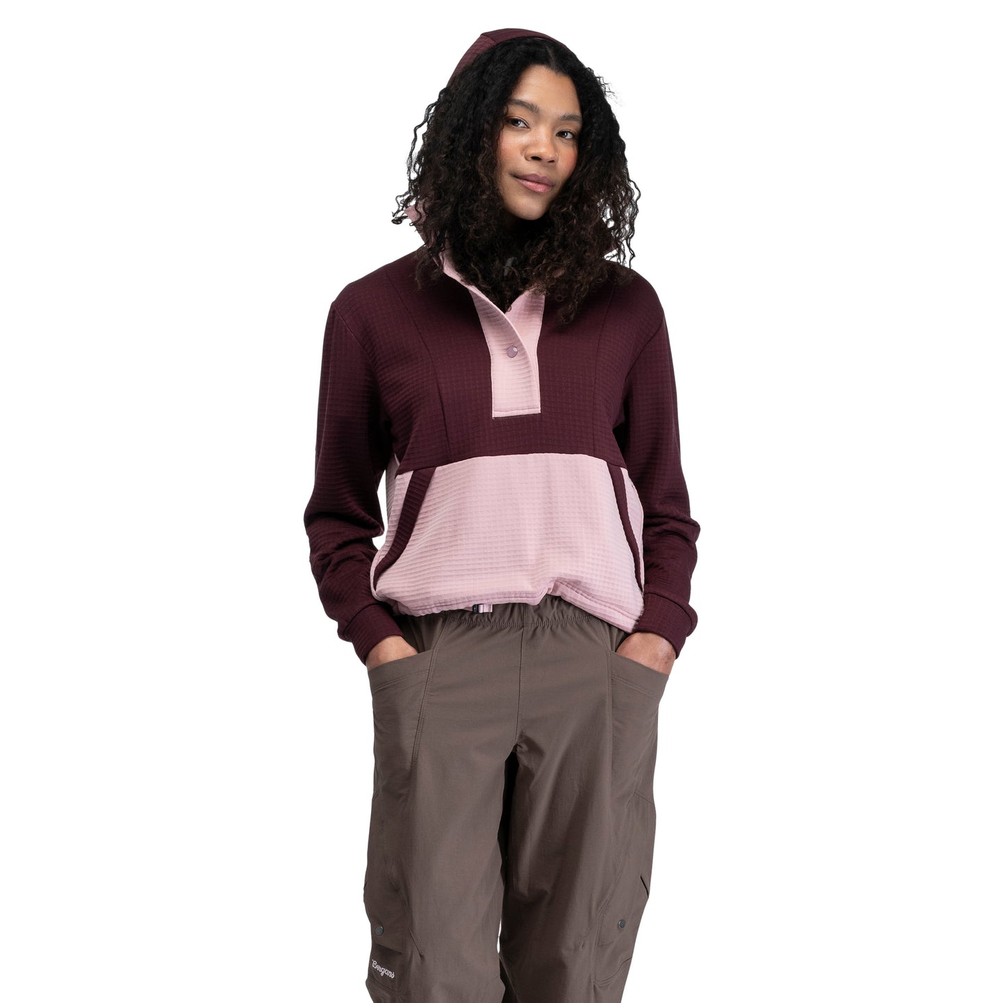 Bergans Vega Wool Hoodie Women Merlot / Faded Pink