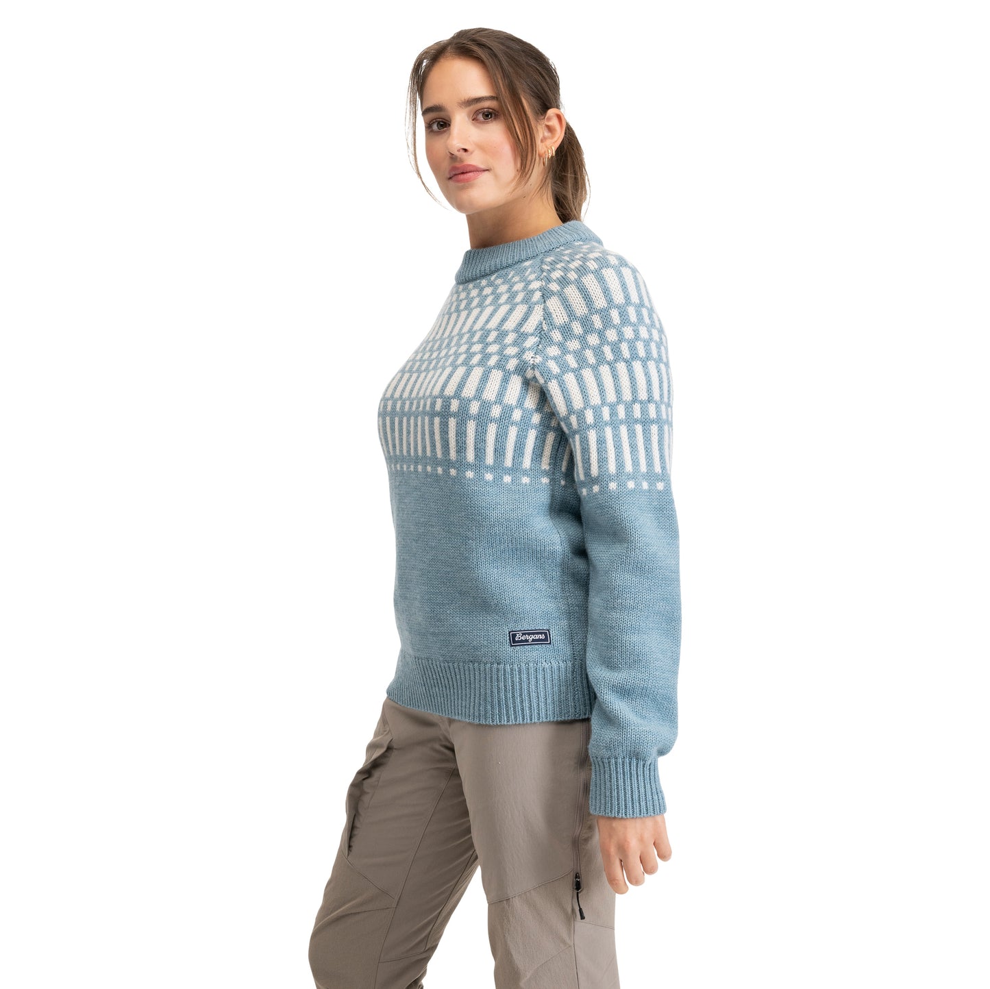 Bergans Nordmarka Merino Jumper Women Light Agave Green/Vanilla White
