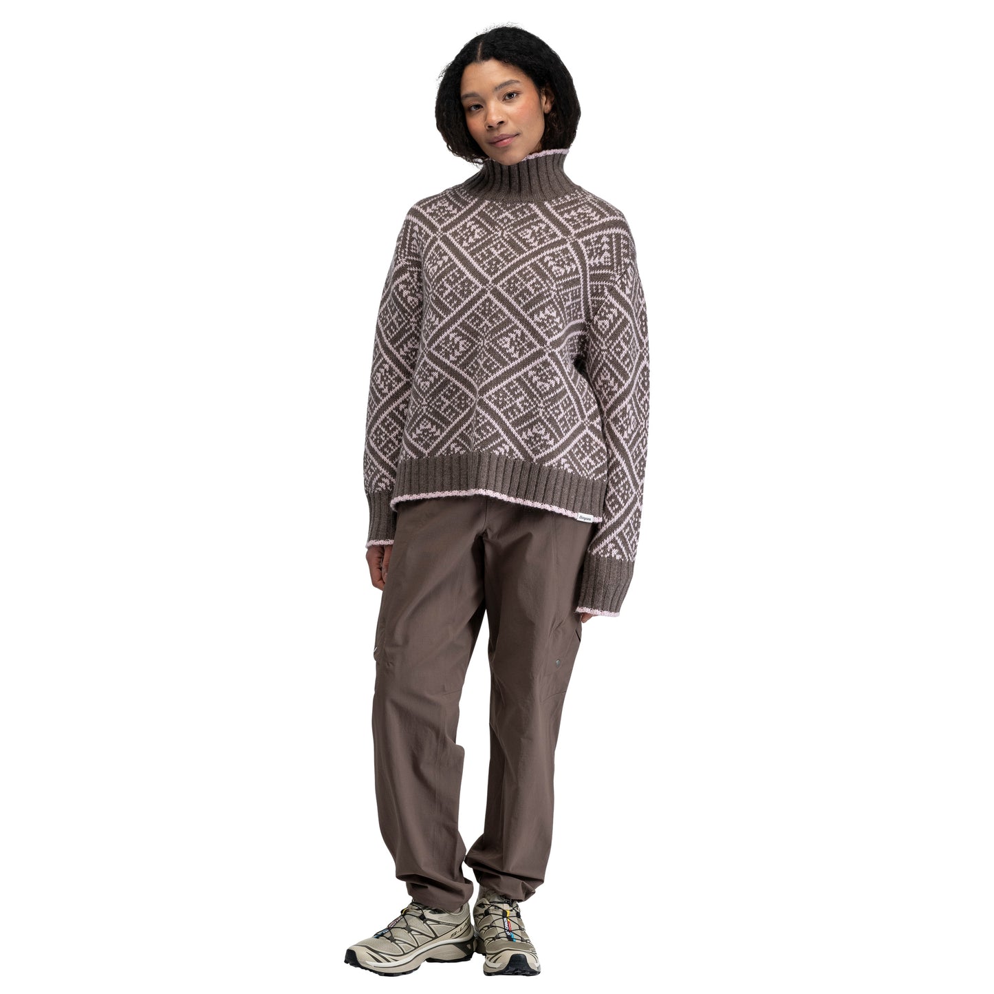 Bergans Vega Knitted Wool Jumper Women Hot Cocoa / Faded Pink