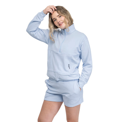 Bergans Midtli Midlayer Cropped Half Zip Women Cool Blue