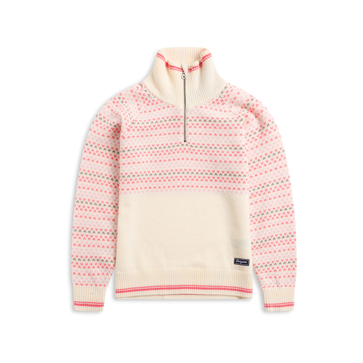 Bergans Alvdal Wool W Half Zip Vanilla White / Cherry Blossom