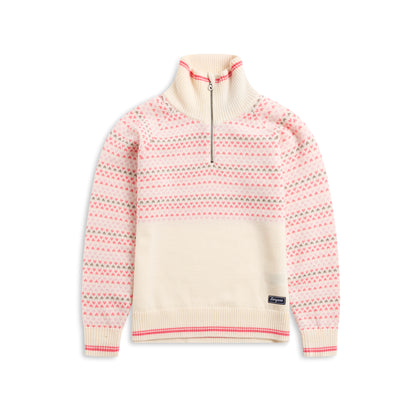 Bergans Alvdal Wool W Half Zip Vanilla White / Cherry Blossom