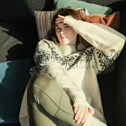 Bergans Steiro Knitted Wool Jumper Creme / Green Mud