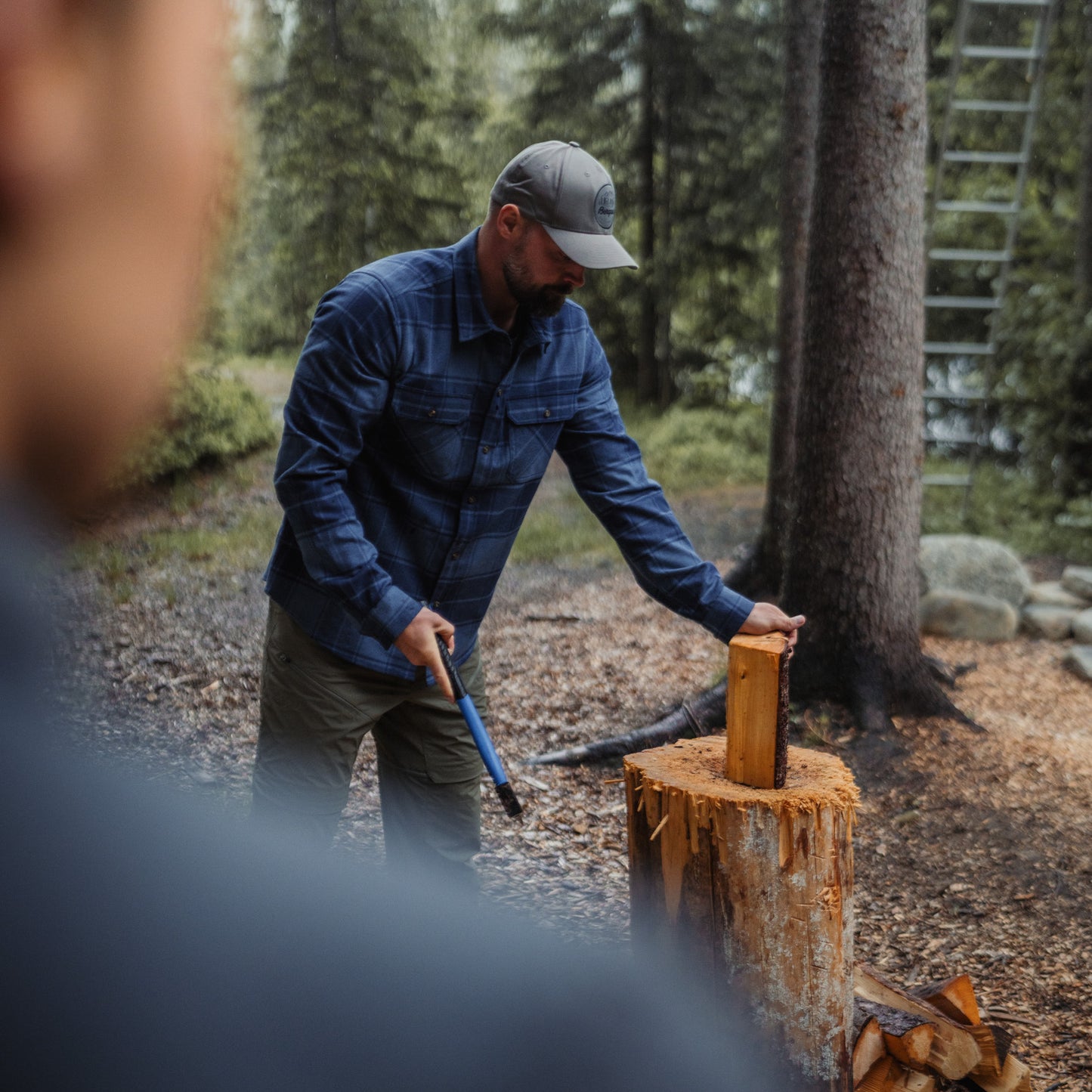 Bergans Nordmarka Flannel Shirt Men Granite Blue/Navy Blue Check