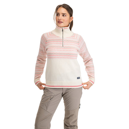 Bergans Alvdal Wool W Half Zip Vanilla White / Cherry Blossom