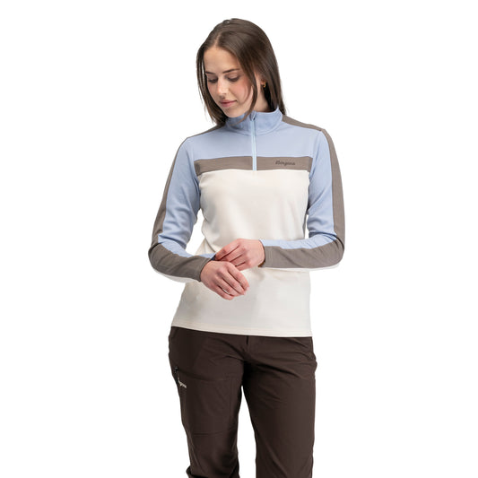 Bergans Uldal Wool Half Zip Women Creme / Light Dusty Blue