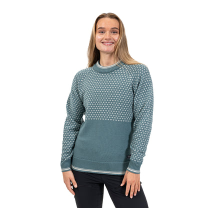 Bergans Alvdal Wool Jumper Women Grey Sage / Vanilla White