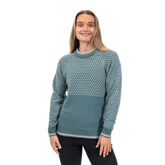 Bergans Alvdal Wool Jumper Women Grey Sage / Vanilla White