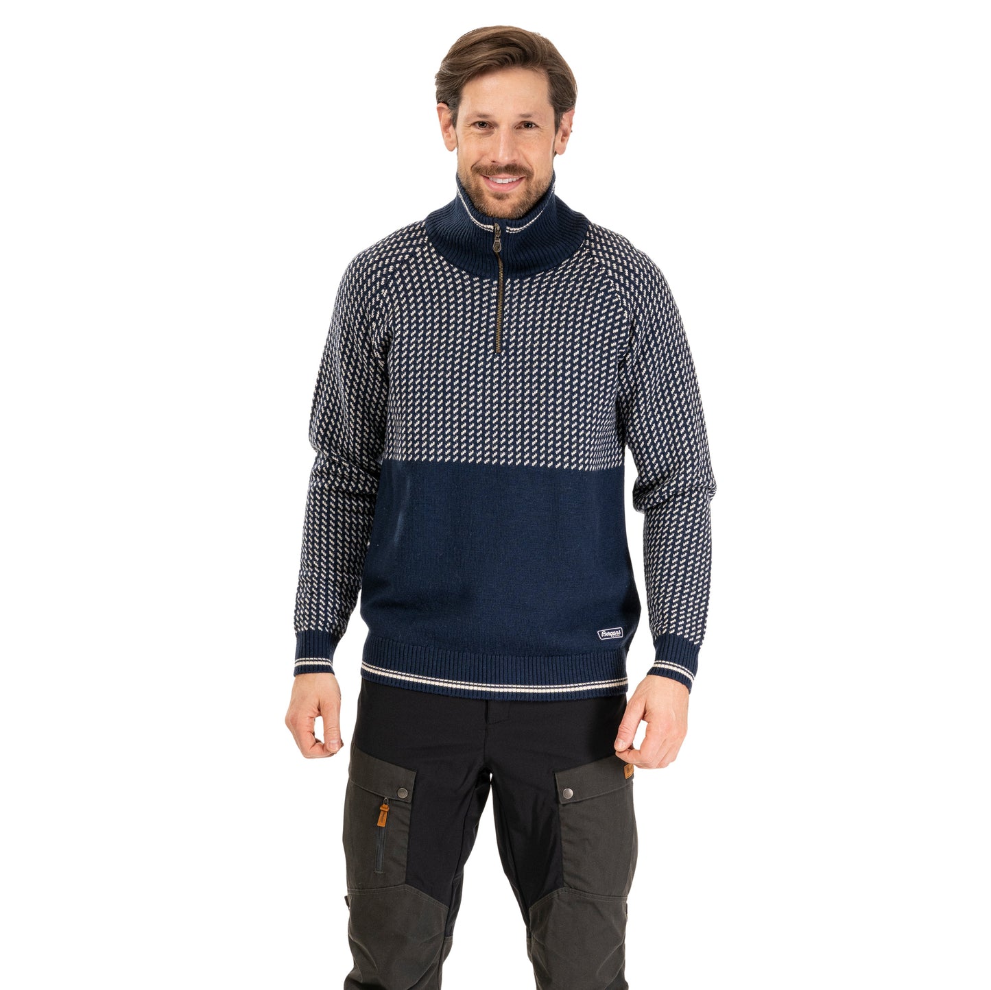 Bergans Alvdal Wool Half Zip Navy Blue/Vanilla White