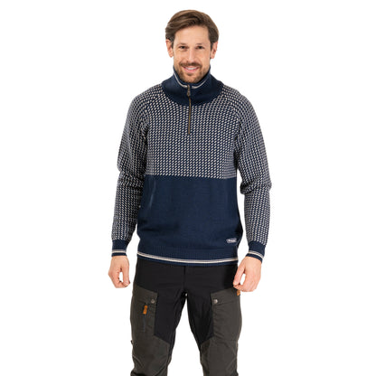 Bergans Alvdal Wool Half Zip Navy Blue/Vanilla White