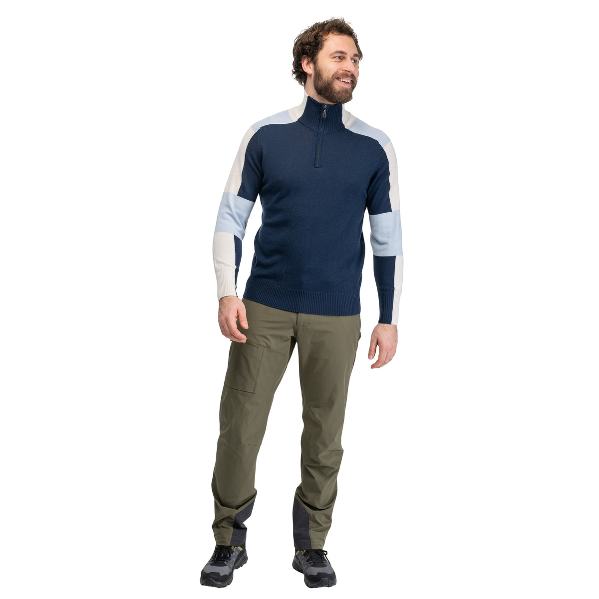 Bergans Lyderhorn Wool Half Zip Men Navy Blue / Light Dusty Blue