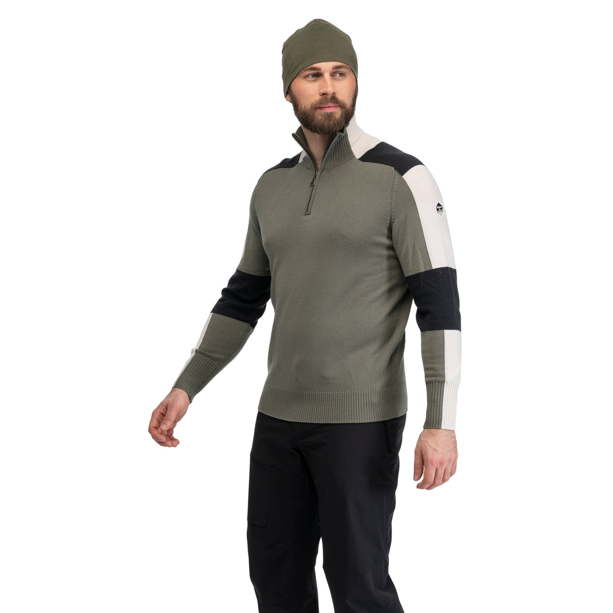 Bergans Lyderhorn Wool Half Zip Men Green Mud / Dark Shadow Grey