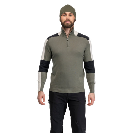 Bergans Lyderhorn Wool Half Zip Men Green Mud / Dark Shadow Grey