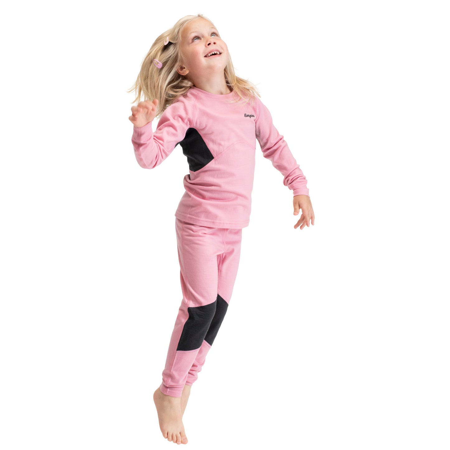 Bergans Inner:Pure Merino Kids Long Sleeve Light Ruby/Dark Shadow Grey