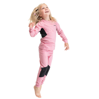 Bergans Inner:Pure Merino Kids Long Sleeve Light Ruby/Dark Shadow Grey