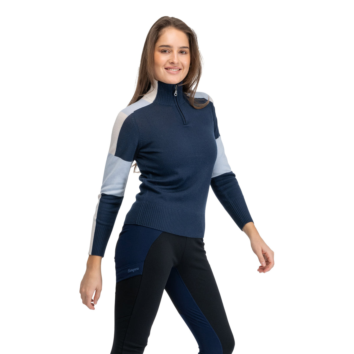 Bergans Lyderhorn Wool Half Zip Women Navy Blue / Light Dusty Blue