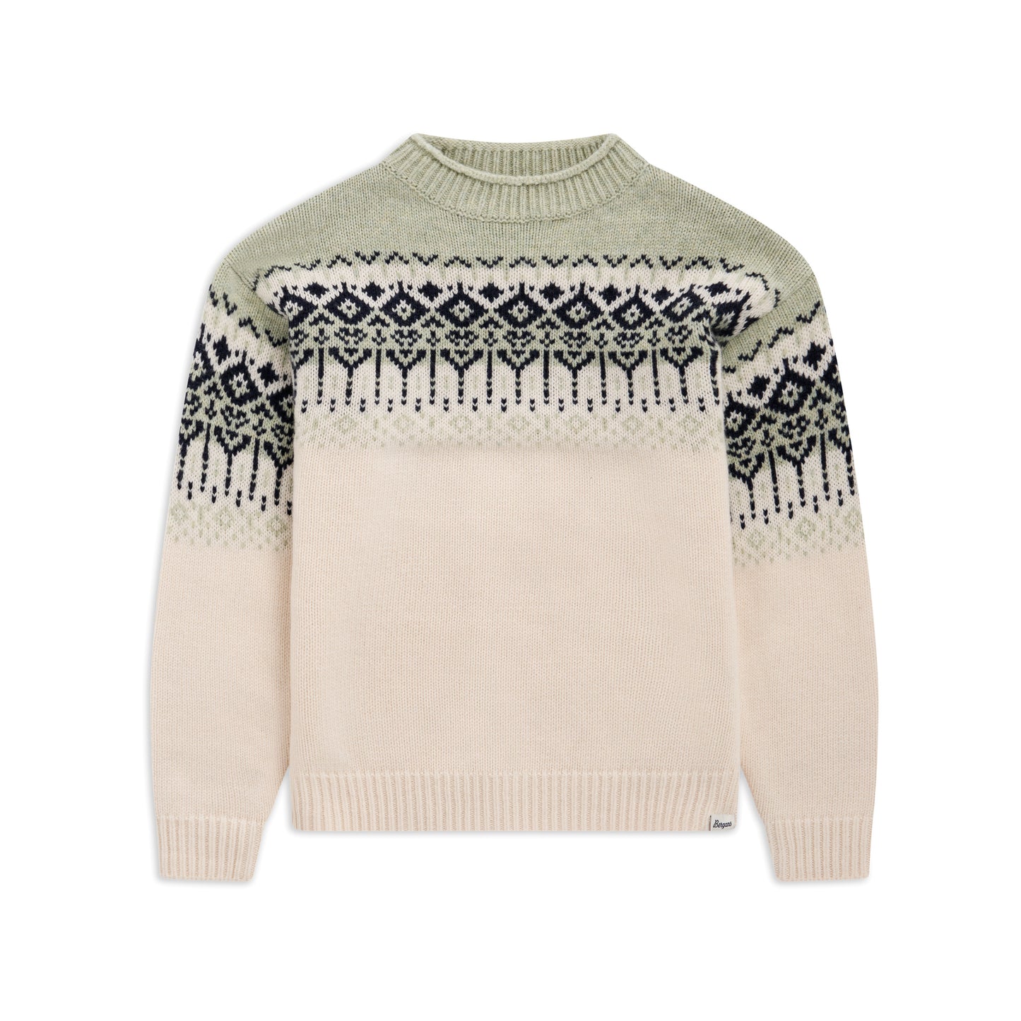 Bergans Steiro Knitted Wool Jumper Creme / Green Mud