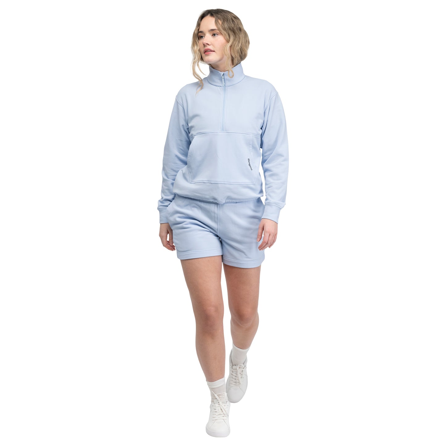Bergans Midtli Midlayer Cropped Half Zip Women Cool Blue