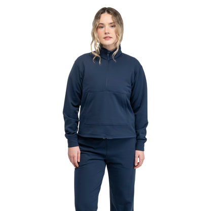 Bergans Midtli Midlayer Cropped Half Zip Women Navy Blue