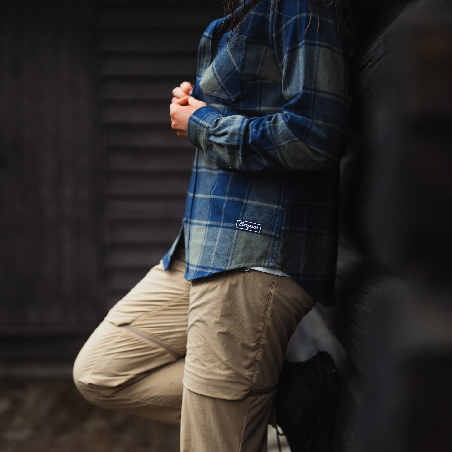 Bergans Nordmarka Flannel Shirt Women Green Mud/Navy Blue Check